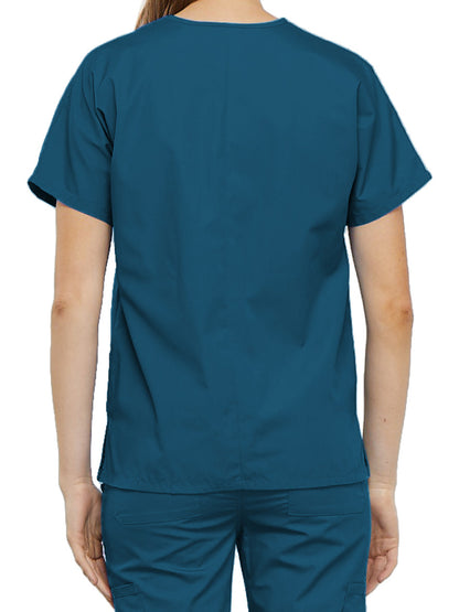 Women's 2-Pocket V-Neck Scrub Top - 4700 - Caribbean Blue