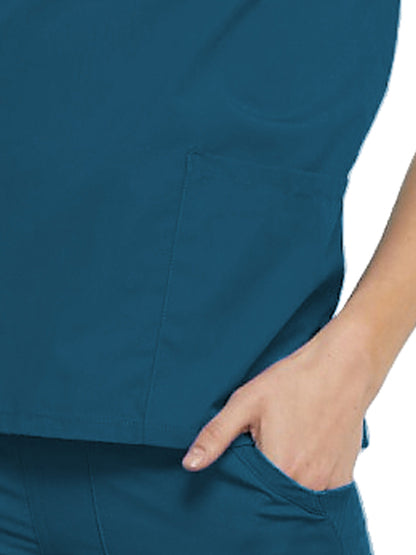 Women's 2-Pocket V-Neck Scrub Top - 4700 - Caribbean Blue