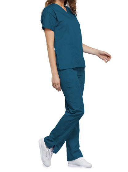 Women's 2-Pocket V-Neck Scrub Top - 4700 - Caribbean Blue