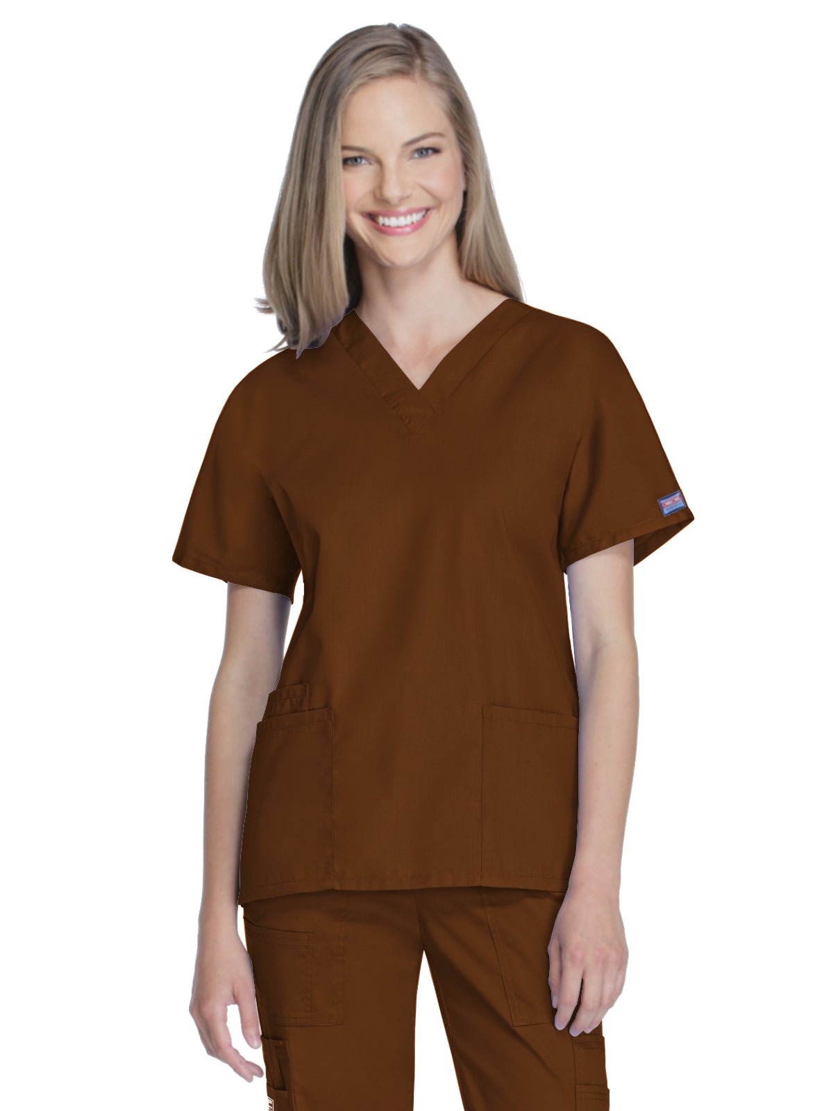 Women's 2-Pocket V-Neck Scrub Top - 4700 - Chocolate