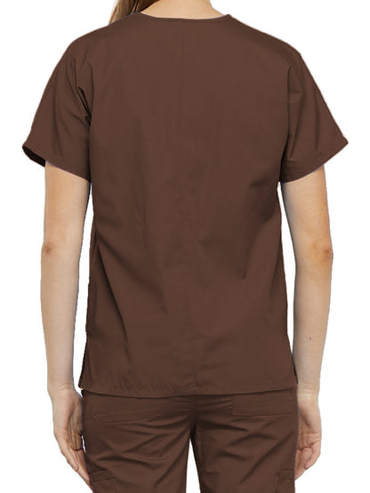 Women's 2-Pocket V-Neck Scrub Top - 4700 - Chocolate