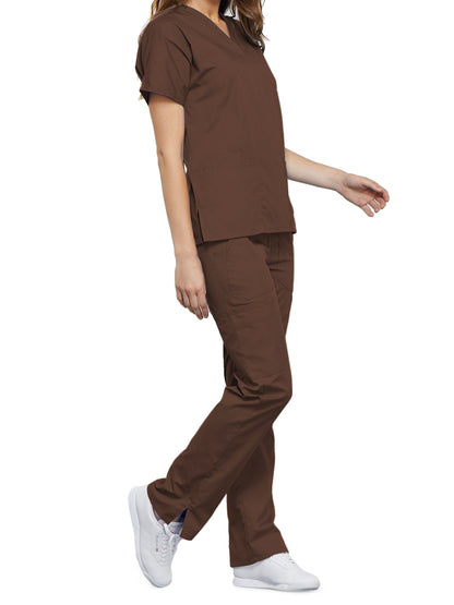 Women's 2-Pocket V-Neck Scrub Top - 4700 - Chocolate