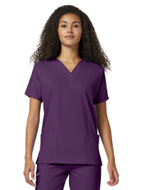 Women's 2-Pocket V-Neck Top - 4700 - Eggplant