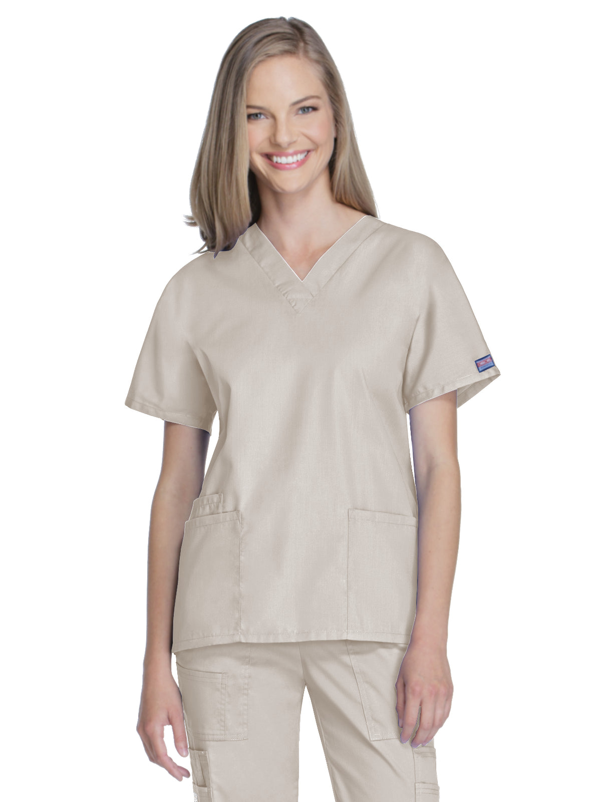 Women's 2-Pocket V-Neck Scrub Top - 4700 - Khaki