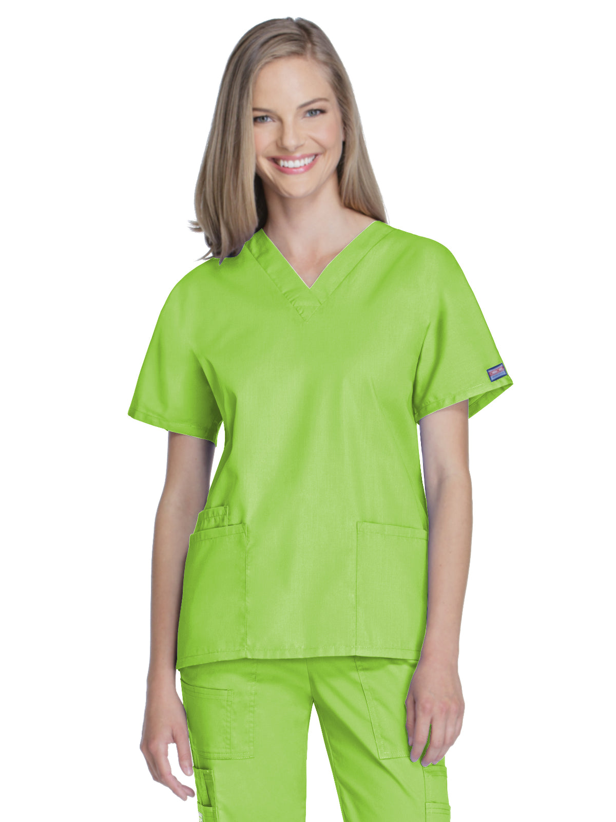 Women's 2-Pocket V-Neck Top - 4700 - Lime Green