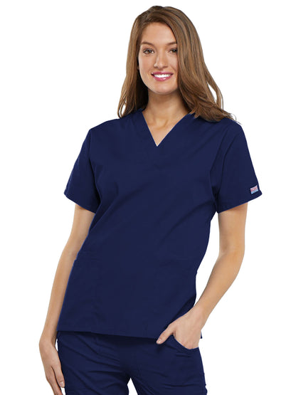 Women's 2-Pocket V-Neck Scrub Top - 4700 - Navy