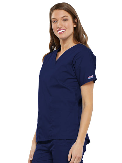 Women's 2-Pocket V-Neck Scrub Top - 4700 - Navy