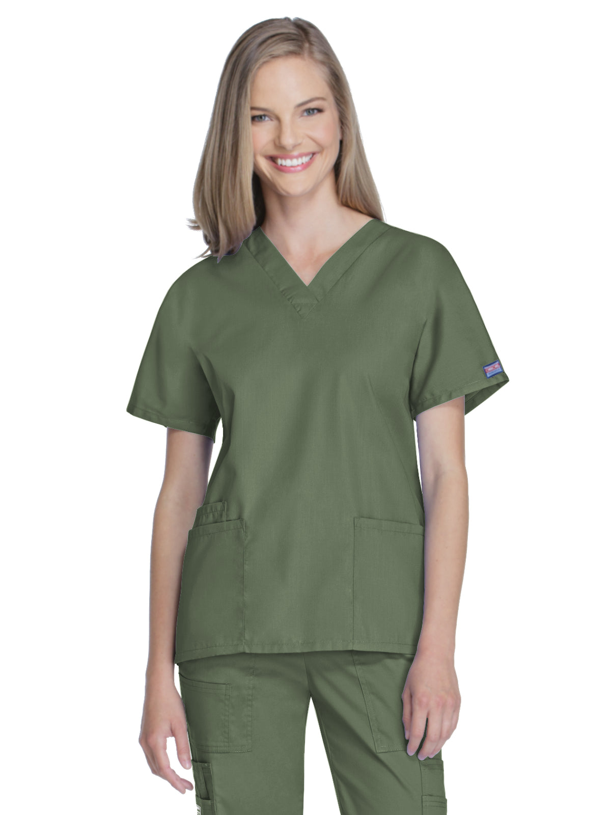 Women's 2-Pocket V-Neck Scrub Top - 4700 - Olive