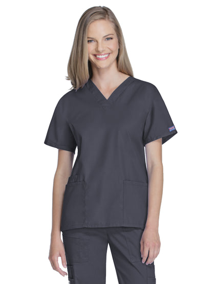 Women's 2-Pocket V-Neck Top - 4700 - Pewter