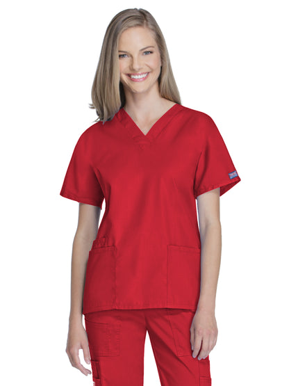 Women's 2-Pocket V-Neck Top - 4700 - Red