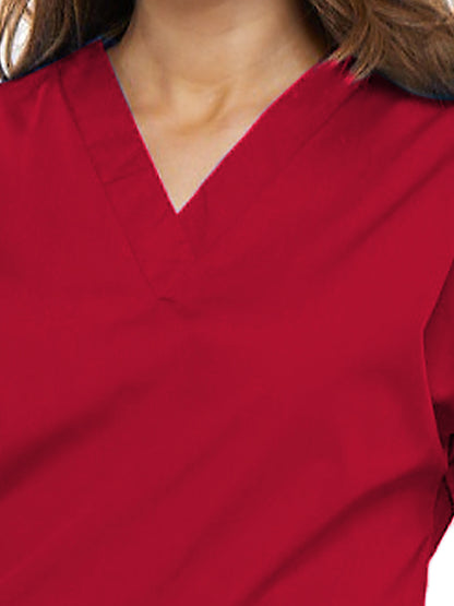 Women's 2-Pocket V-Neck Scrub Top - 4700 - Red