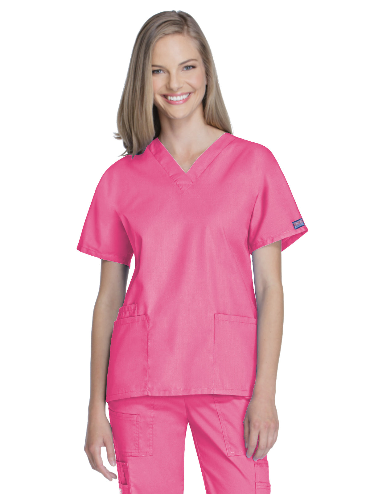 Women's 2-Pocket V-Neck Top - 4700 - Shocking Pink