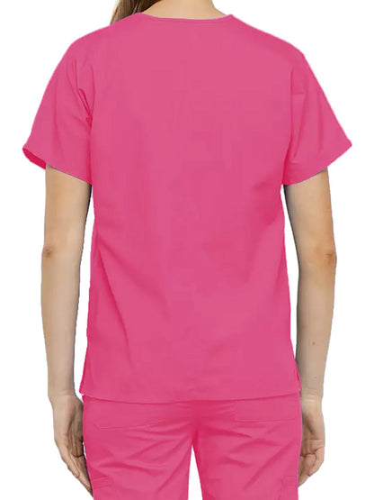 Women's 2-Pocket V-Neck Scrub Top - 4700 - Shocking Pink