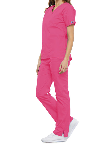 Women's 2-Pocket V-Neck Scrub Top - 4700 - Shocking Pink