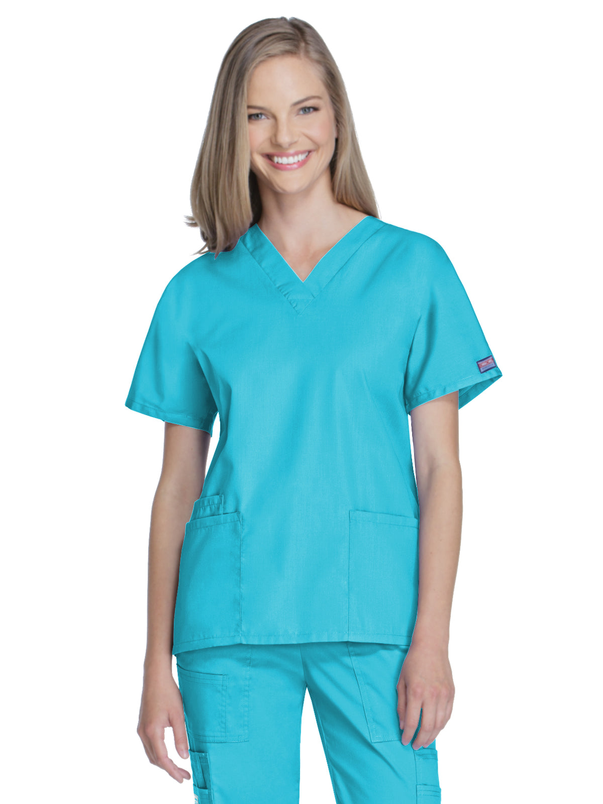 Women's 2-Pocket V-Neck Top - 4700 - Turquoise