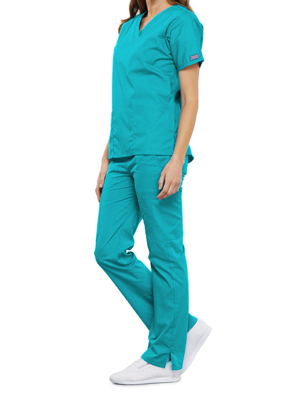 Women's 2-Pocket V-Neck Scrub Top - 4700 - Turquoise