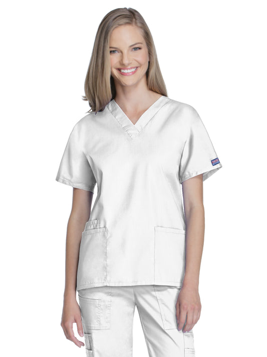 Women's 2-Pocket V-Neck Scrub Top - 4700 - White