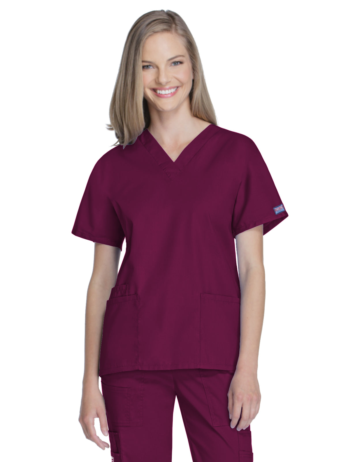 Women's 2-Pocket V-Neck Top - 4700 - Wine
