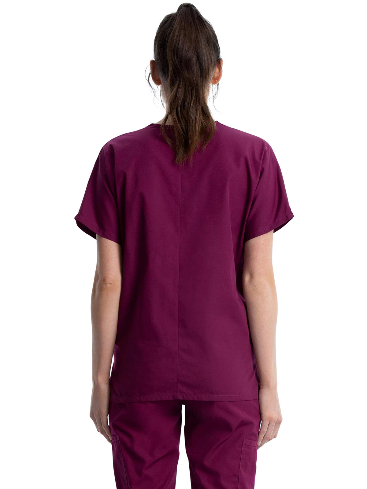 Women's 2-Pocket V-Neck Scrub Top - 4700 - Wine