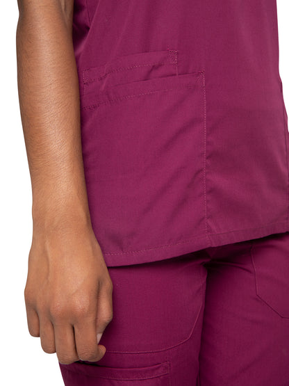 Women's 2-Pocket V-Neck Scrub Top - 4700 - Wine