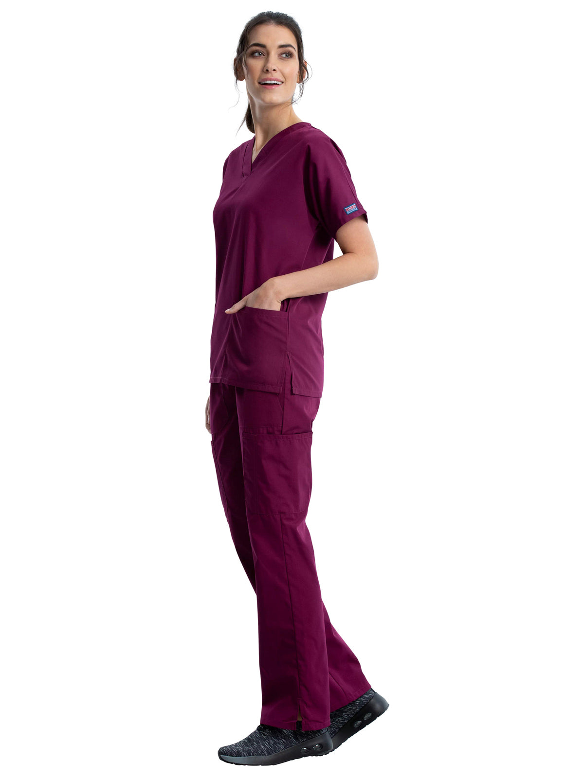 Women's 2-Pocket V-Neck Scrub Top - 4700 - Wine