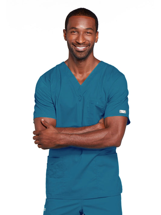 Unisex 2-Pocket V-Neck Scrub Top - 4725 - Caribbean Blue