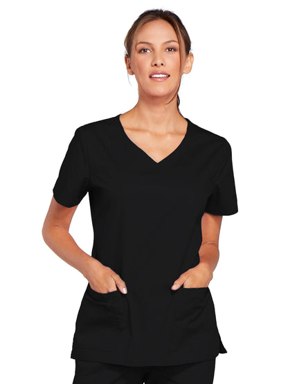 Women's 3-Pocket V-Neck Scrub Top - 4727 - Black