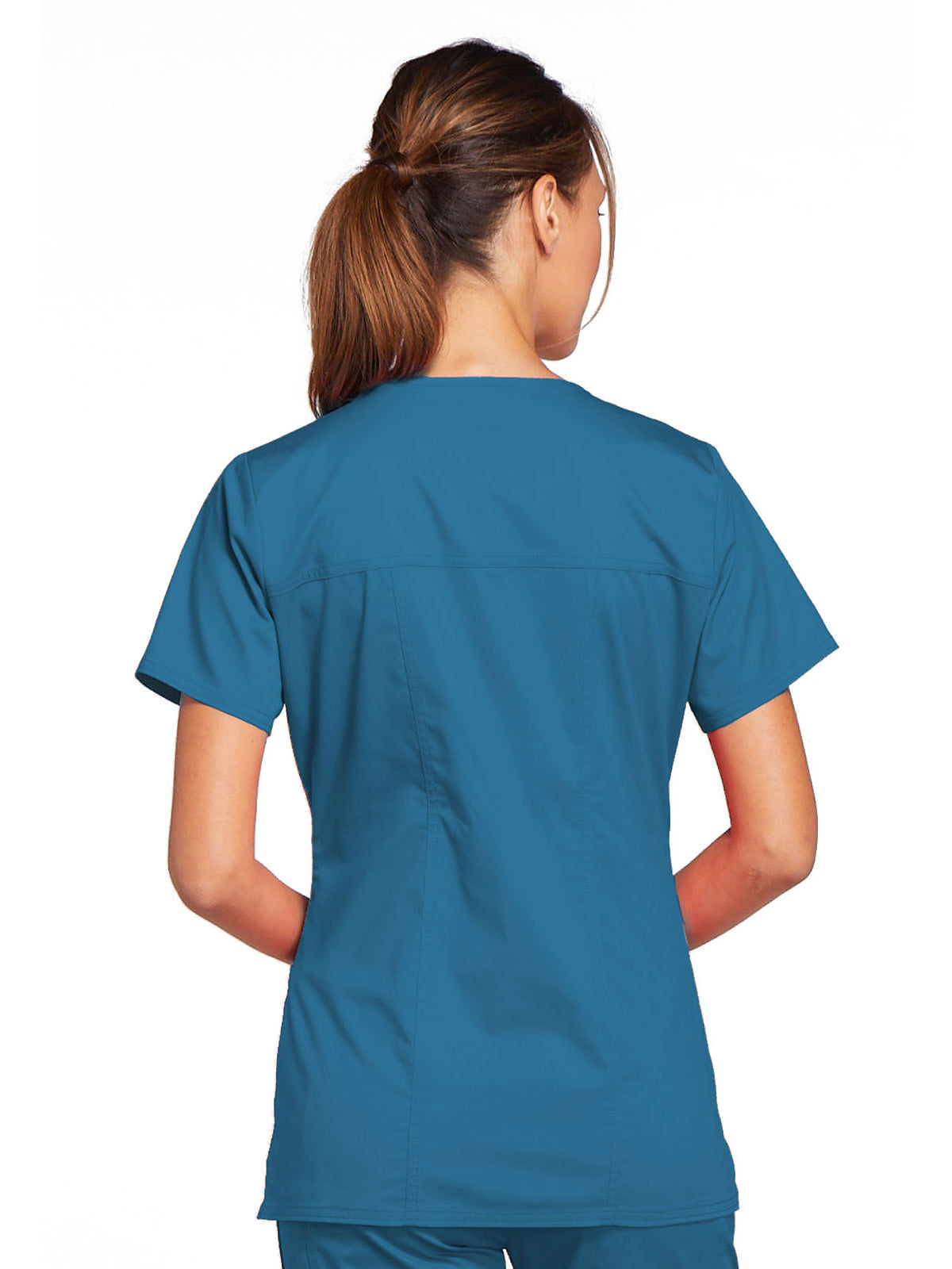 Women's 3-Pocket V-Neck Scrub Top - 4727 - Caribbean Blue