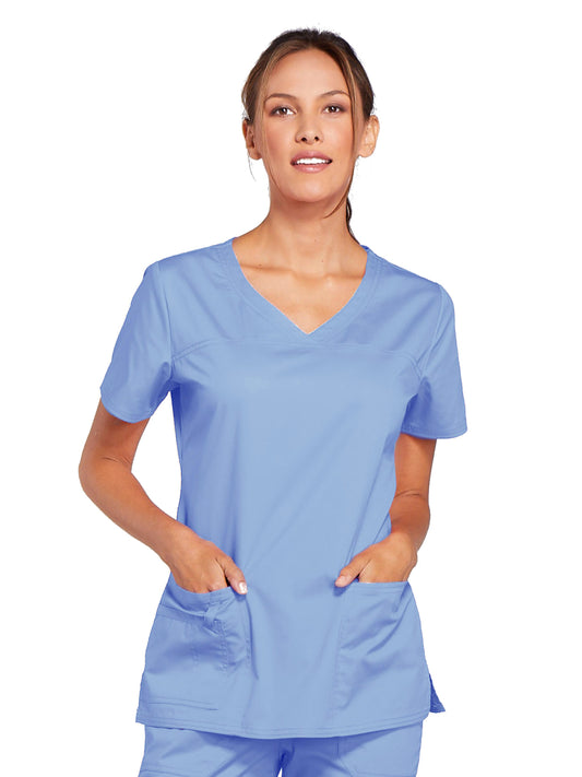 Women's 3-Pocket V-Neck Scrub Top - 4727 - Ciel