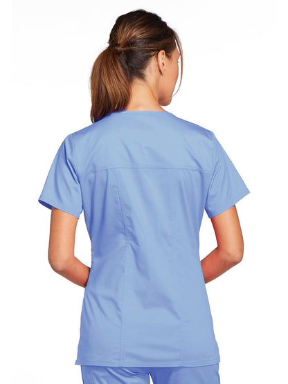 Women's 3-Pocket V-Neck Scrub Top - 4727 - Ciel