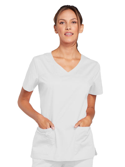 Women's 3-Pocket V-Neck Scrub Top - 4727 - White