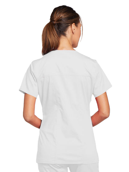 Women's 3-Pocket V-Neck Scrub Top - 4727 - White