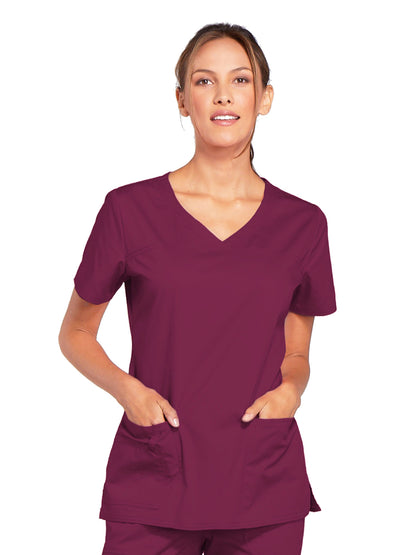 Women's 3-Pocket V-Neck Scrub Top - 4727 - Wine