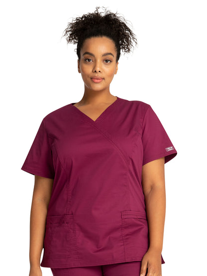Women's 3-Pocket Mock Wrap Top - 4728 - Wine