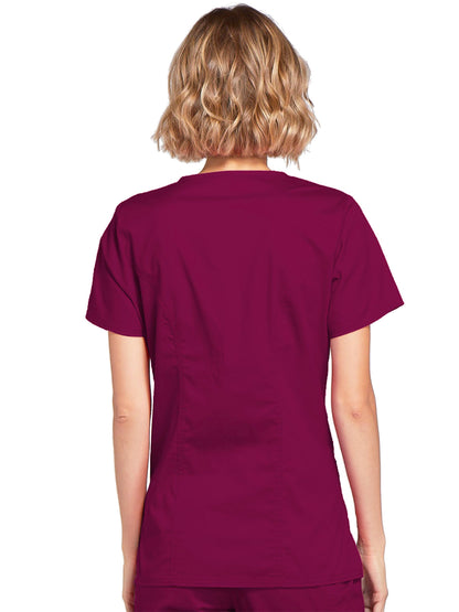 Women's 3-Pocket Mock Wrap Scrub Top - 4728 - Wine