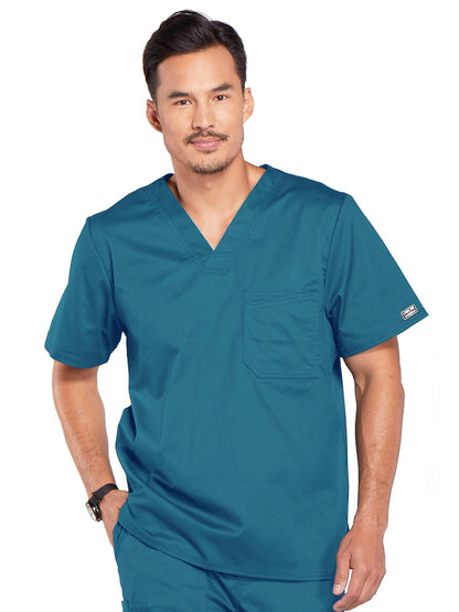 Men's Tuckable V-Neck Scrub Top - 4743 - Caribbean Blue