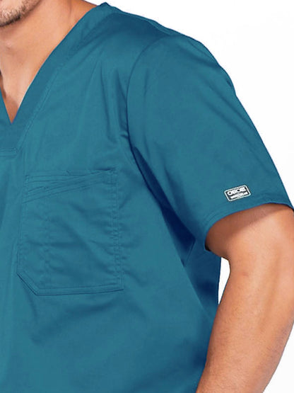 Men's Tuckable V-Neck Scrub Top - 4743 - Caribbean Blue