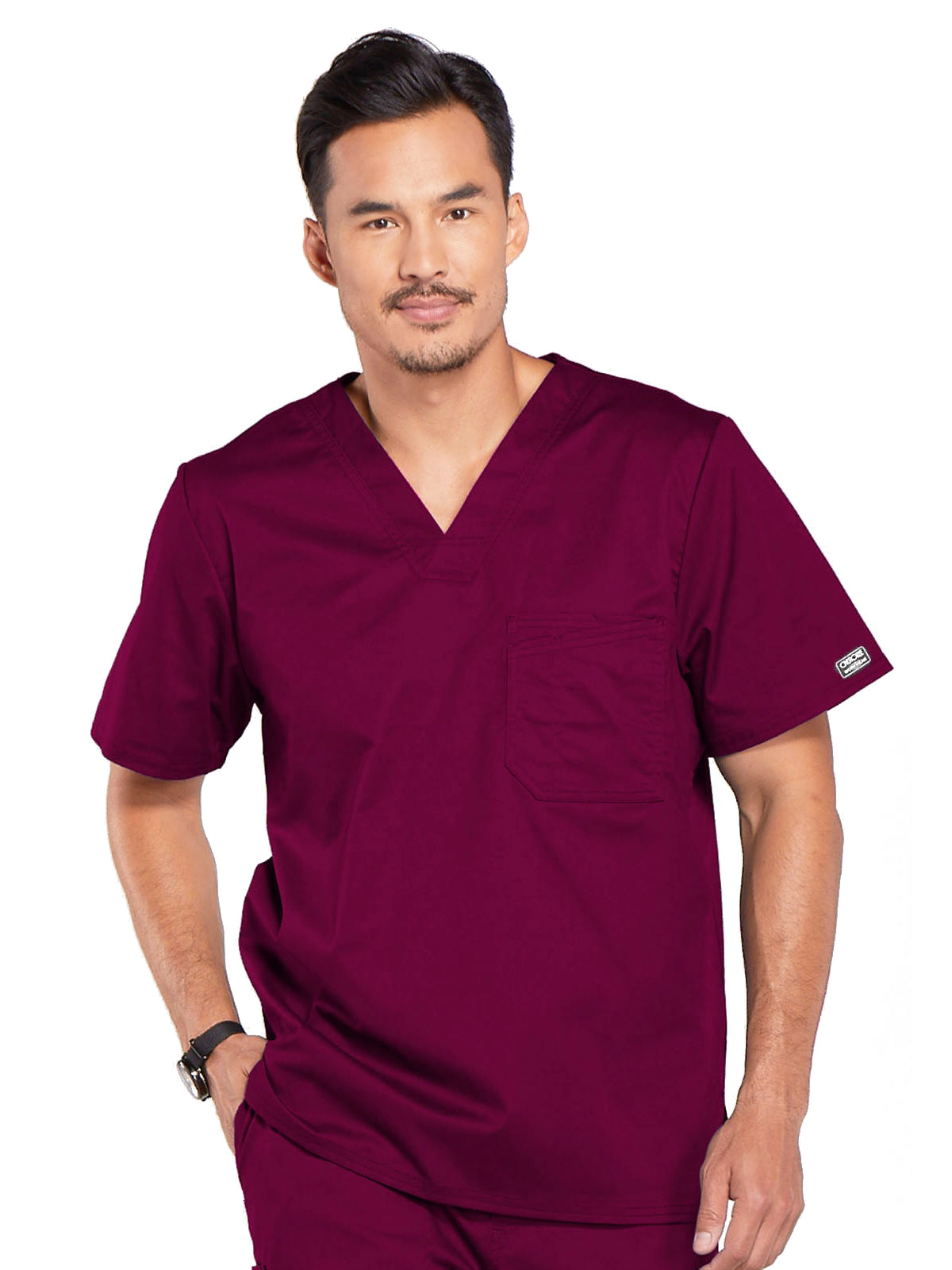 Men's Tuckable V-Neck Scrub Top - 4743 - Wine