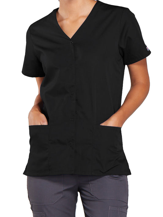 Women's Snap Front Scrub Top - 4770 - Black