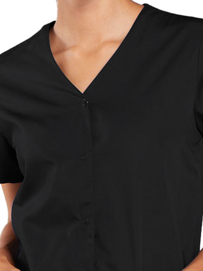 Women's Snap Front Scrub Top - 4770 - Black