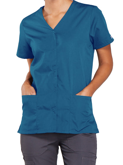 Women's Snap Front Scrub Top - 4770 - Caribbean Blue