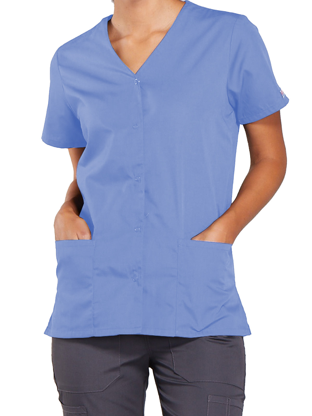 Women's Snap Front Scrub Top - 4770 - Ciel