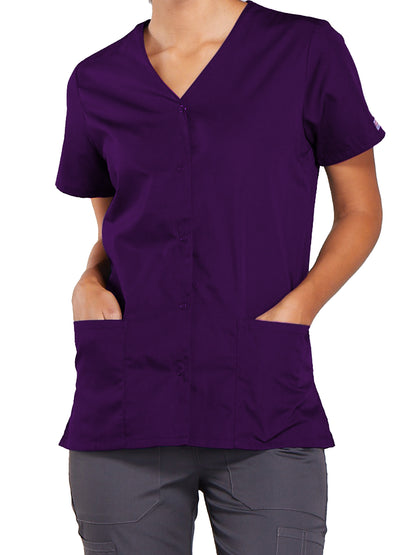 Women's Snap Front Scrub Top - 4770 - Eggplant