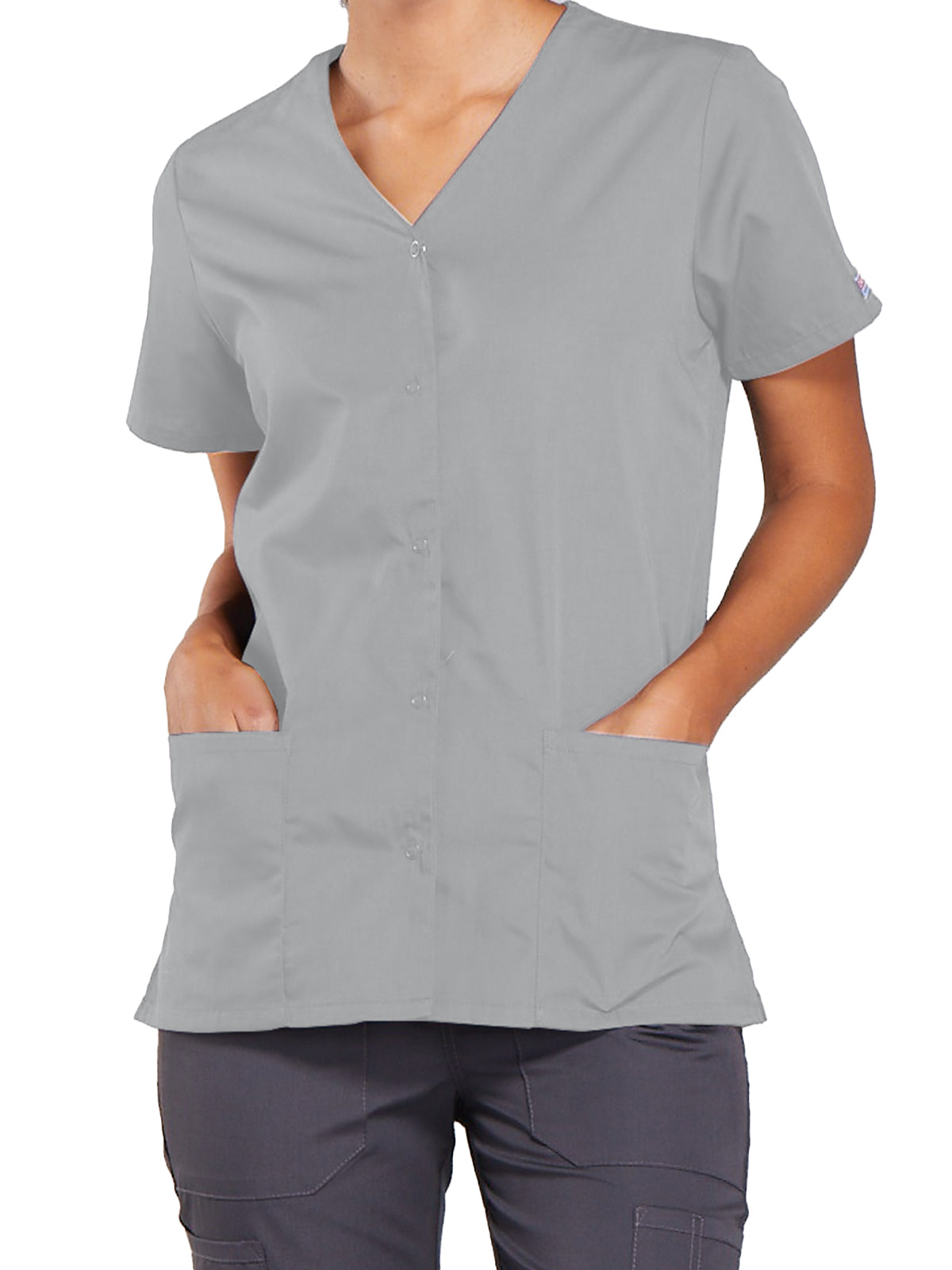 Women's Snap Front Scrub Top - 4770 - Grey