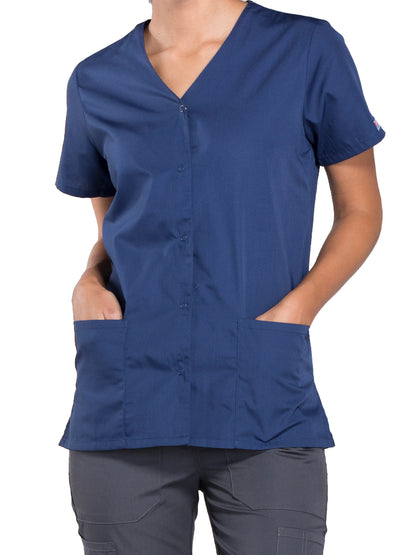 Women's Snap Front Scrub Top - 4770 - Navy