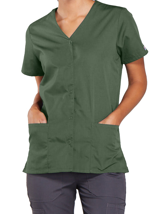 Women's Snap Front Scrub Top - 4770 - Olive