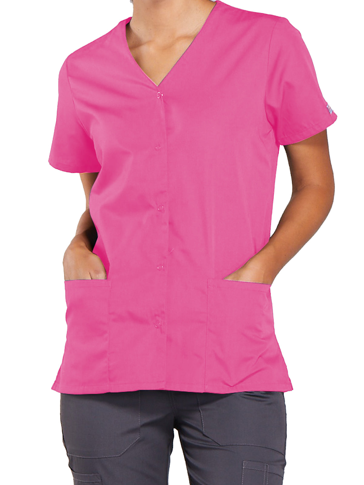 Women's Snap Front Scrub Top - 4770 - Shocking Pink