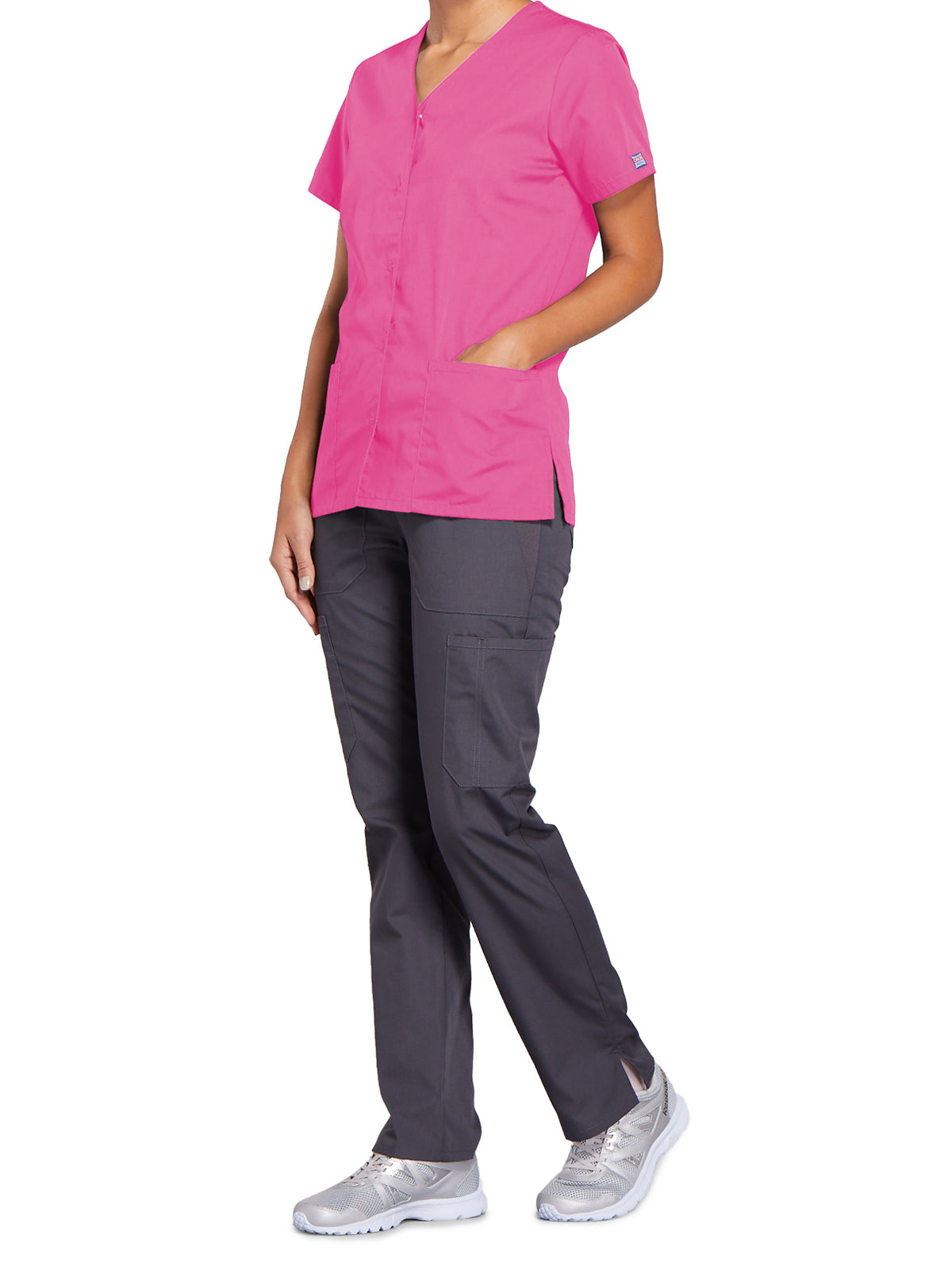 Women's Snap Front Scrub Top - 4770 - Shocking Pink