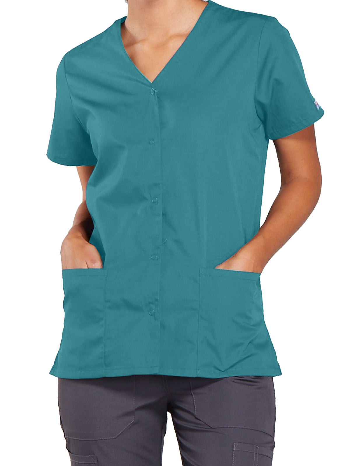 Women's Snap Front Scrub Top - 4770 - Teal Blue