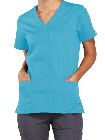 Women's Snap Front Scrub Top - 4770 - Turquoise